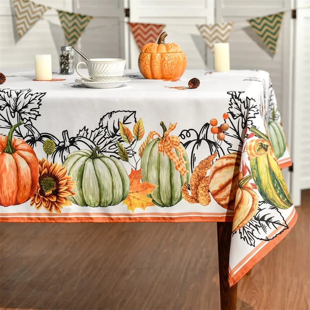 Pumpkin Maple Fall Rectangle Tovaglia del Ringraziamento raccolto cover da tavolo in lavabile vintage per decorazioni per la cena da picnic per feste