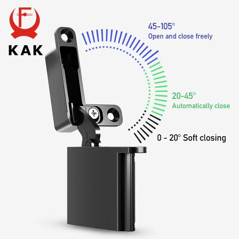 Kak 2pcsはヒンジ25kgソフトクロージングキャビネットヒンジ105度ソフトオープニングアルミニウムフレームドアヒンジ木製ドアハードウェア