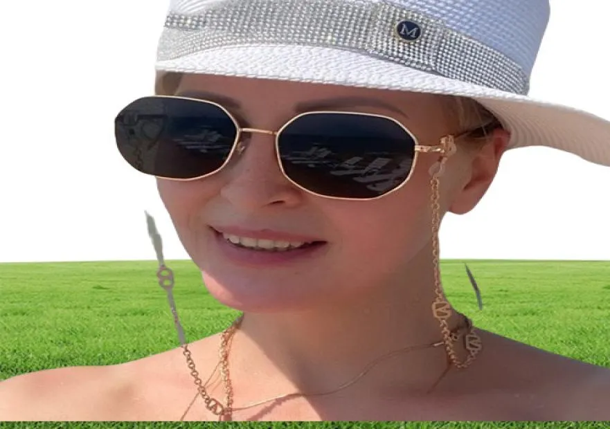 Mody metalowe nieregularne okulary przeciwsłoneczne z łańcuchem kobiet 2022 Luksusowa marka modne kwadratowe okulary przeciwsłoneczne dla żeńskich okularów 8000975