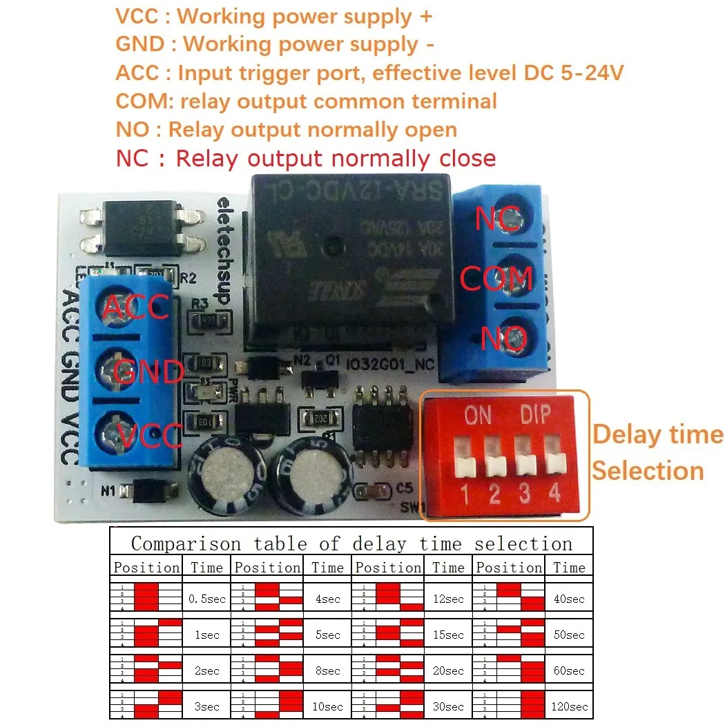 Car Timing Relais DC 12V ACC-Auslöserverzögerungsschaltermodul für neue Energiefahrzeuge Auto-Tuning-LED-Aufbewahrungsbatterie