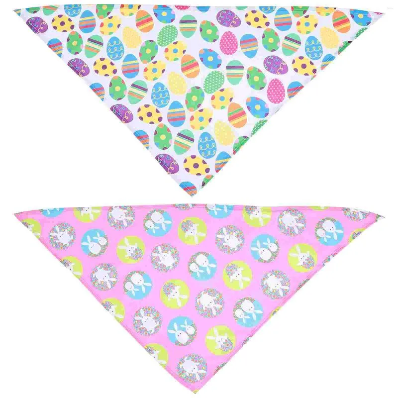 Dog Apparel 2 Pcs Easter Triangle Decor Bandana Decorative Pet Scarf Triangular Polyester