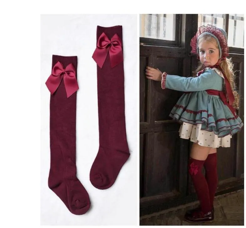 Härliga barns flickor Royal Style Bow Knee High Socks Baby Toddler Bowknot Socks Kids Thighhighs Over Knee Sock Sox 311y 3Pairs 69827061