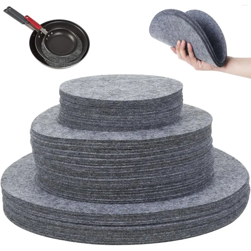 Table Mats 96Pcs Felt Plate Dividers Set Round Protectors Reusable Multipurpose Dish Pad For Packing Stacking Procelain Cookware