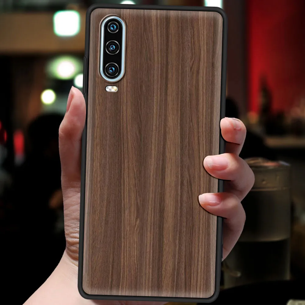 Case de téléphone en bois sculpté pour Huawei P50 P40 P30 Lite E P20 Pro Y9 Y7 Y6 2019 P SMART 2021 Z Y6P Y7A Y9S COUVERTURE FUNDA COQUE SILICONE