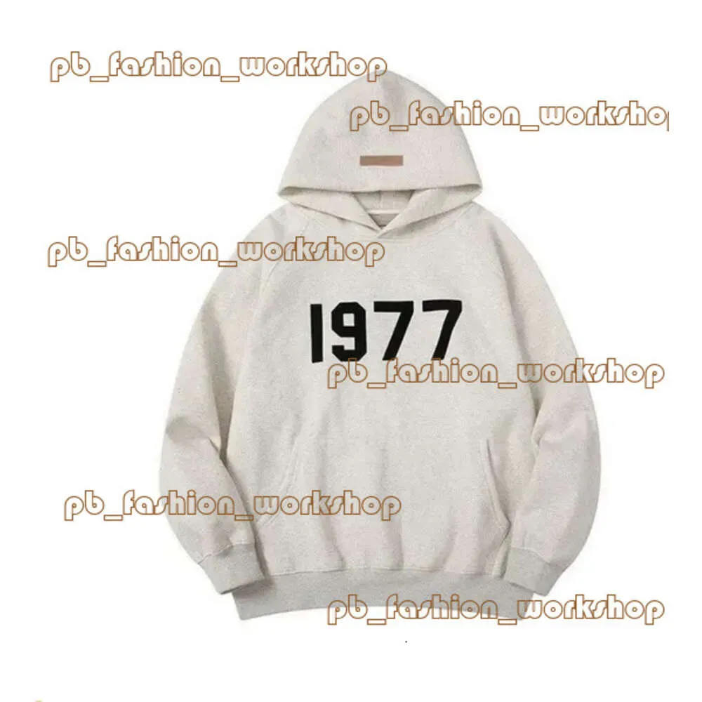 Fog à sweat à capuche EssentialSweatshirts Grey Fog Cabille pour les hommes en peluche épaissis brouillard de peurs de la fermeture à glissière Double fil 1977 Hoodie affluée pour hommes et sweat à capuche féminin 615