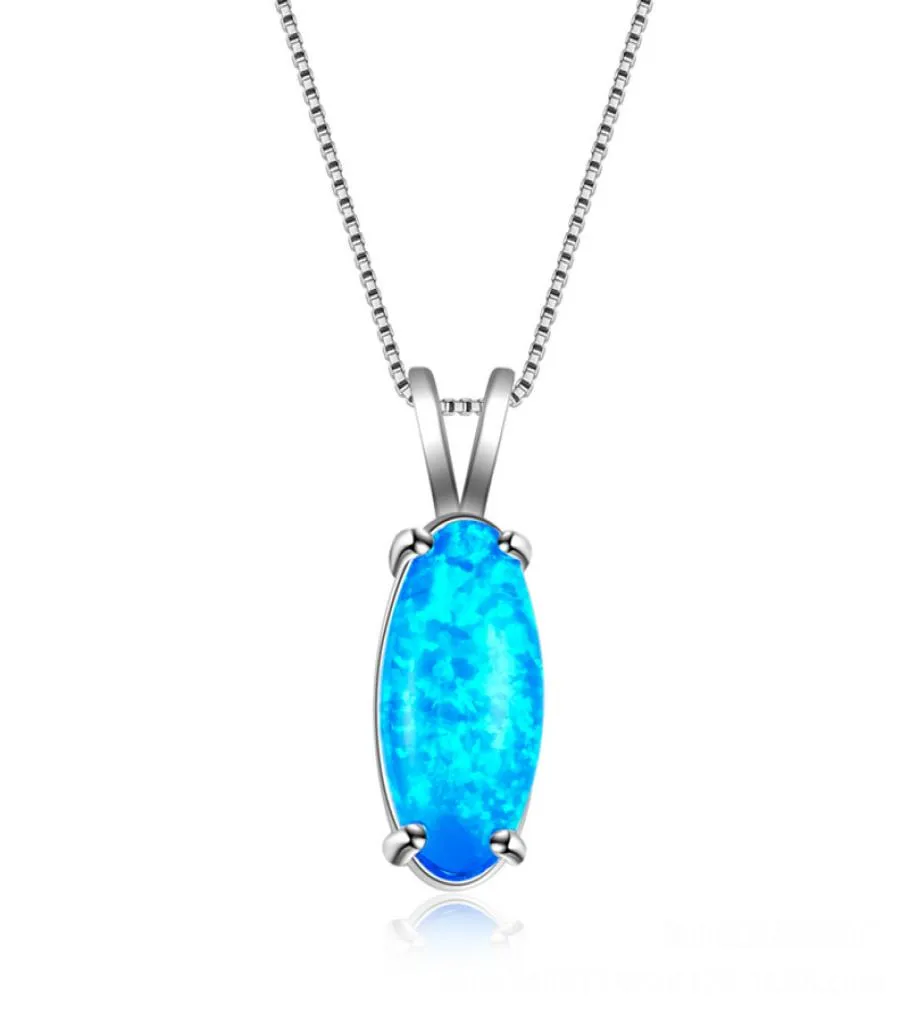 Jóias de casamentos Luckyhine 1pcs estilo lindo azul fino oval genuíno opal gemstone prata moda feminina colar de charme pinging3589306