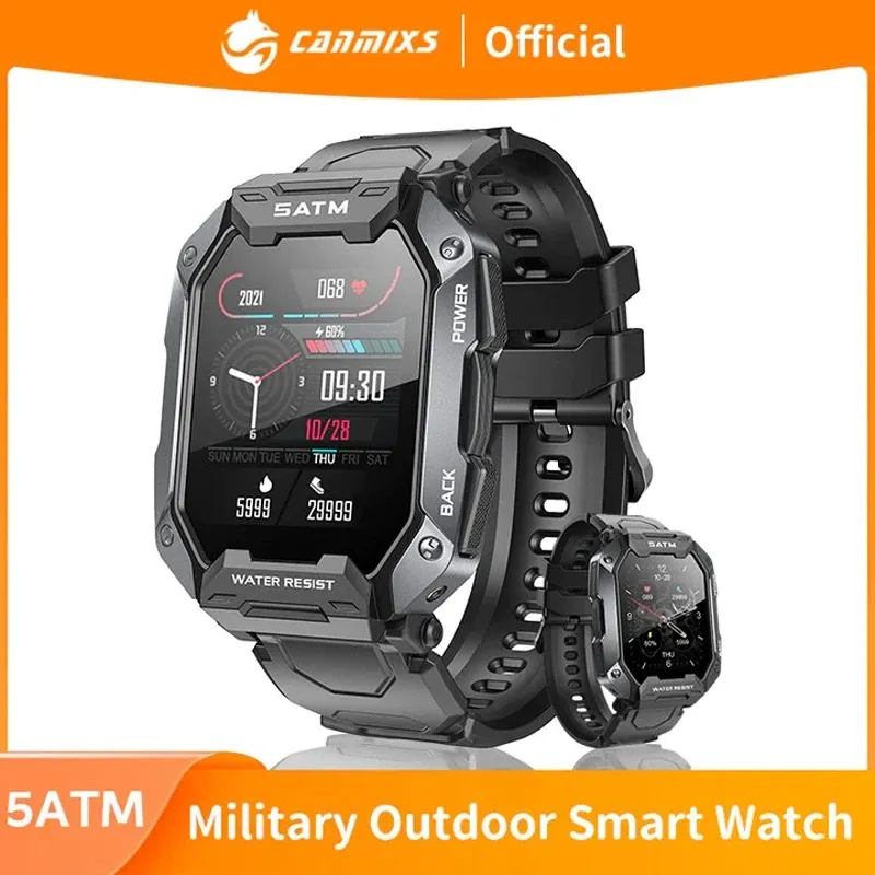 時計Canmixs C20 Military 2022 New Smart Watch Men IP68 5ATMアウトドアスポーツフィットネストラッカー24Hヘルスモニター1.71インチスマートウォッチ