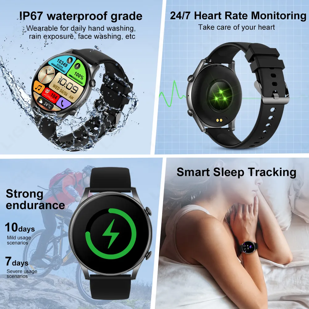 Lige 2024 Nieuwste smartwatch voor mannen Women AMOLED HD -scherm Smart Watch voor Android iOS Sport Smart Bracelet Ladies PolsWatch