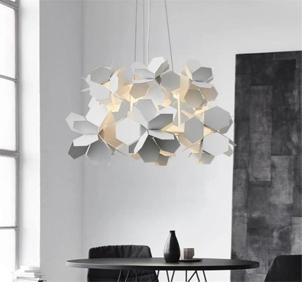 Modern Black Flower Pendant Light Home Living Room Chandelier Retro Metal Suspension Ceiling Lamp Fixture PA0294270H21350542785505