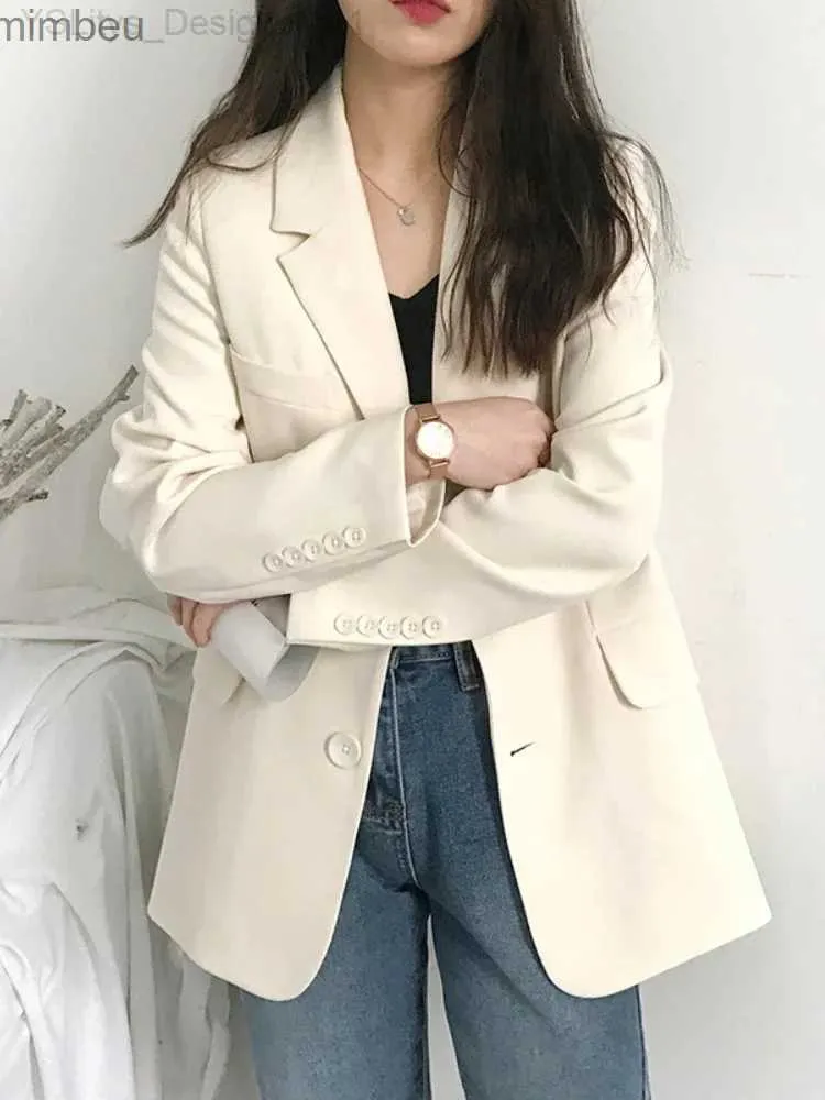 Kadınlar Suits Blazers Office Lady Blazer Kadınlar İçin Zarif Şık Şık Şık Kore Tarzı Kadın Blazers Katlar Bahar Gündelik En İyi Kadın Ceket Giyim C240411