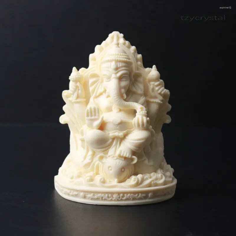 装飾的な置物ヒンドゥー教のガネーシャ彫像アイボリーナッツエレファントブッダラッキーホームオフィスの装飾品
