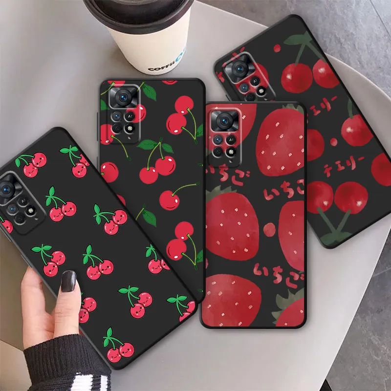 Обложка корпуса для Xiaomi Redmi Примечание 10S 7 9S 9 10 Lite 11 Pro 8 8t 11S 11t Pro 5g Pro+ Note11 Back Black Clorkberry Cherry