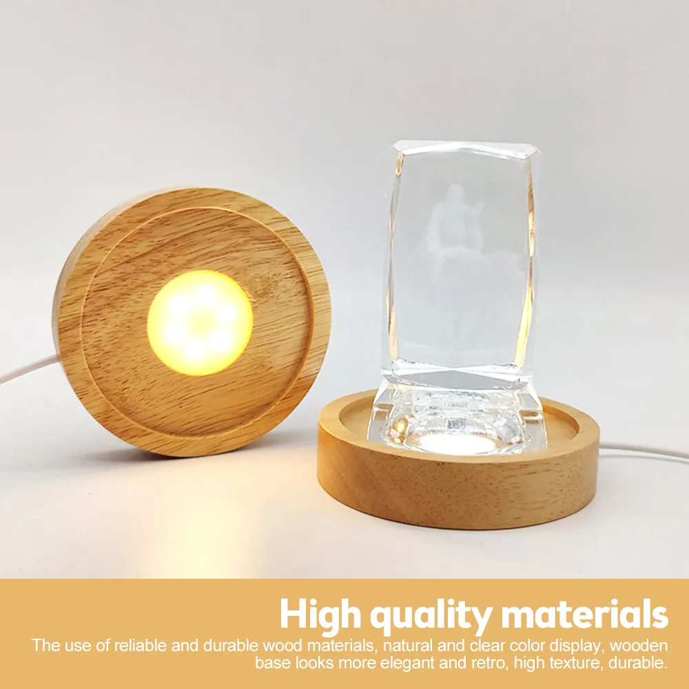 Ahşap ışık tabanı şarj edilebilir ahşap LED Işık Dönen Ekran Stand Lamba Tutucu lambası Taban Sanat Süsleme Ev dekorasyonu