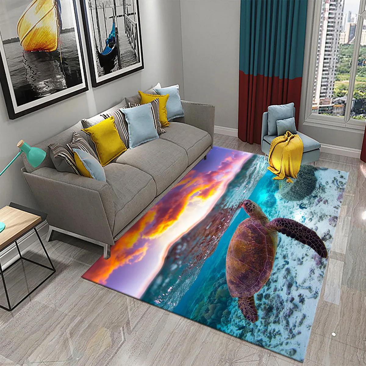 3d zeeschildpad tapijt schattig mariene dierenreeks gebied Tapijten voor woonkamer slaapkamer badkamer deur ingang niet-slip mat woning decor
