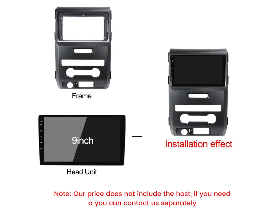 UGAR Dash Installation Kit For Ford F150/Raptor 2009-2014 - 9" Fascia Panel, ABS Plastic - View #14