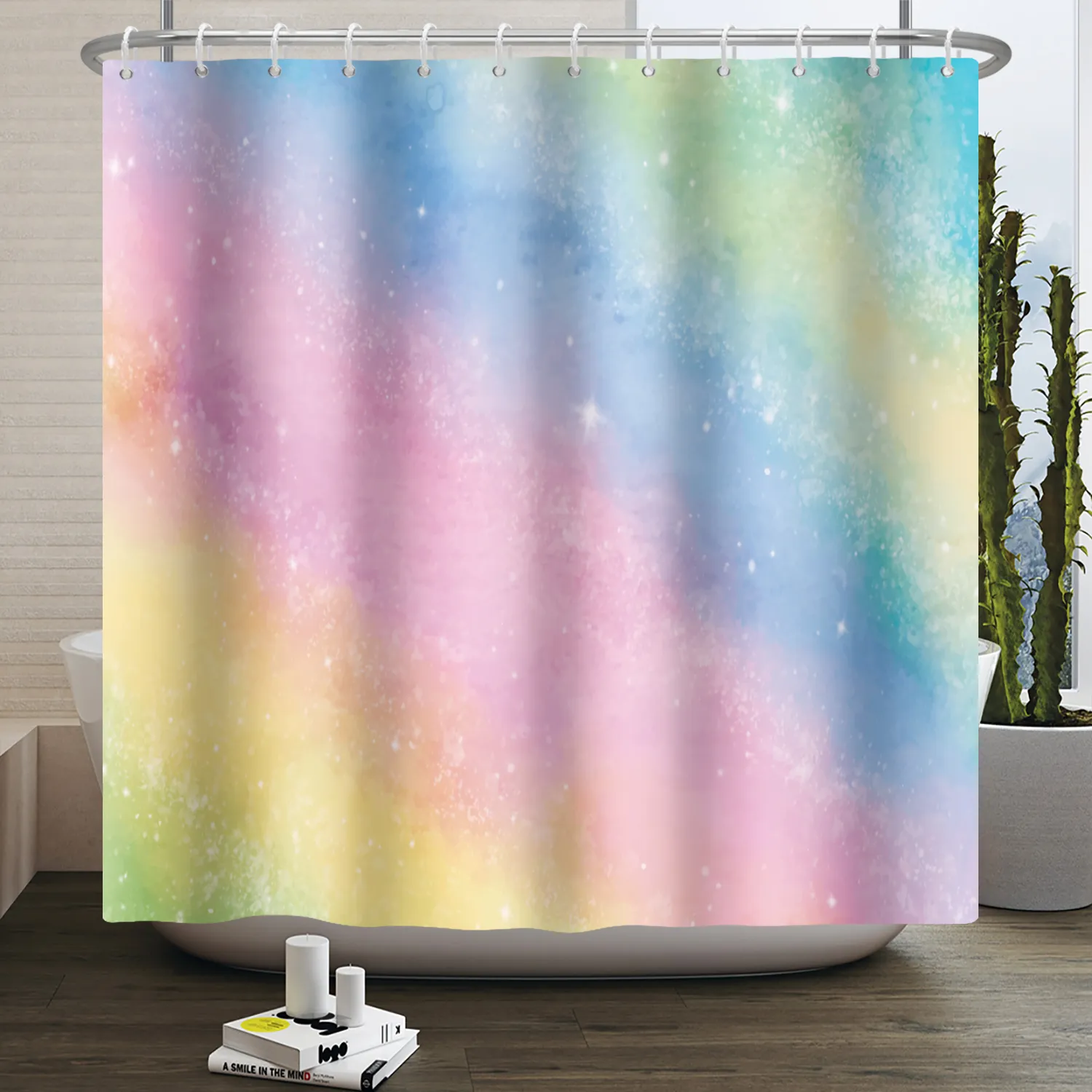 Regenbogen farbenfrohe Boho -Duschvorhang wasserdichte Polyester Stoff Bad Vorhänge mit Haken für Badezimmer Wohnkultur