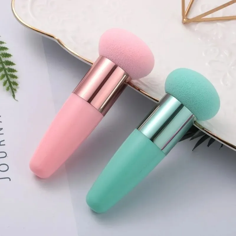 Fashion Colorful Soft Beveled Sponge Foundation Blender Handle Puff Smooth Concealer Brush Makeup Tools