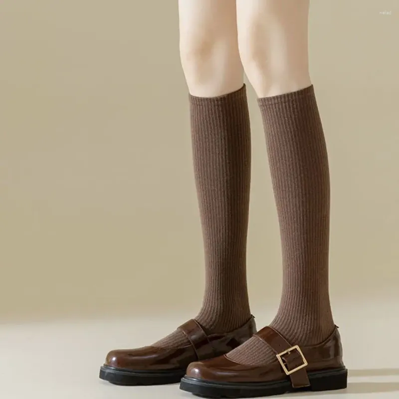 Women Socks Solid Color Pressure Calf Warm Lolita Cotton Female Hosiery Harajuku Stockings Daily