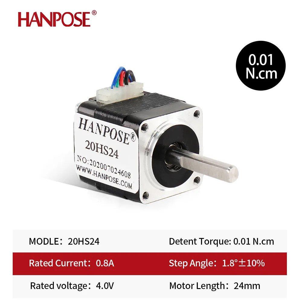 Mini Stepper Motor H24 мм 20HS24 12 ммн.м 0,8A 1,8 градуса с ЧПУ.