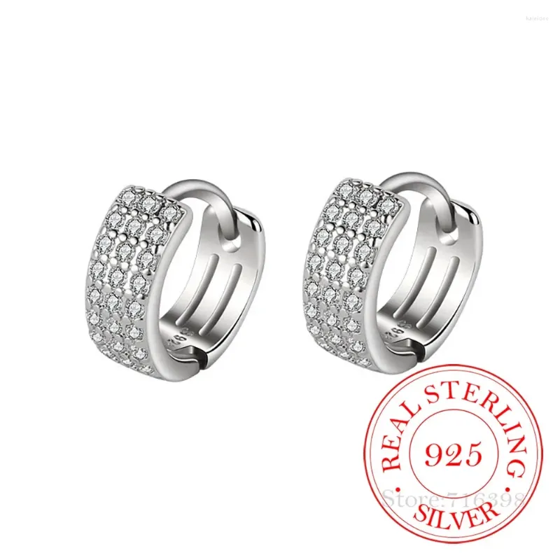 Orecchini a cerchio 925 Sterling Silver Simple Mini Crystal di lusso per donne Gioielli che pienezzano gioielli femminili per feste di matrimonio.