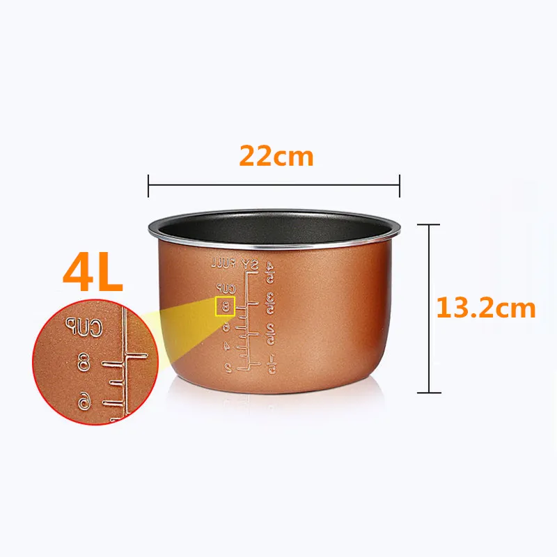 4L Elektrisch Schnellkochtopf Liner Multicooker Bowl Liter Nicht-Schicht-Pfanne DoppelsprayThicking