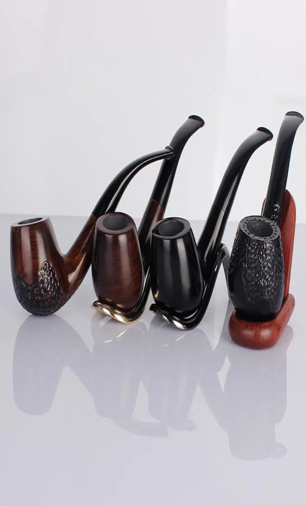 Klassiskt snidat trä rökrör tobakstillbehör traditionell stil naturlig handgjorda cigarrör böjda rökverktyg gåva T2007246506743