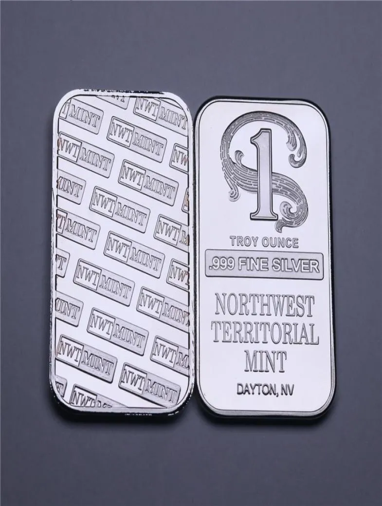 1 Troy Uunce 999 Fine Silver Bullion Bar Północno -Zachodnie Mint Silver Bor Silverplated Brass No Magnetism2422311