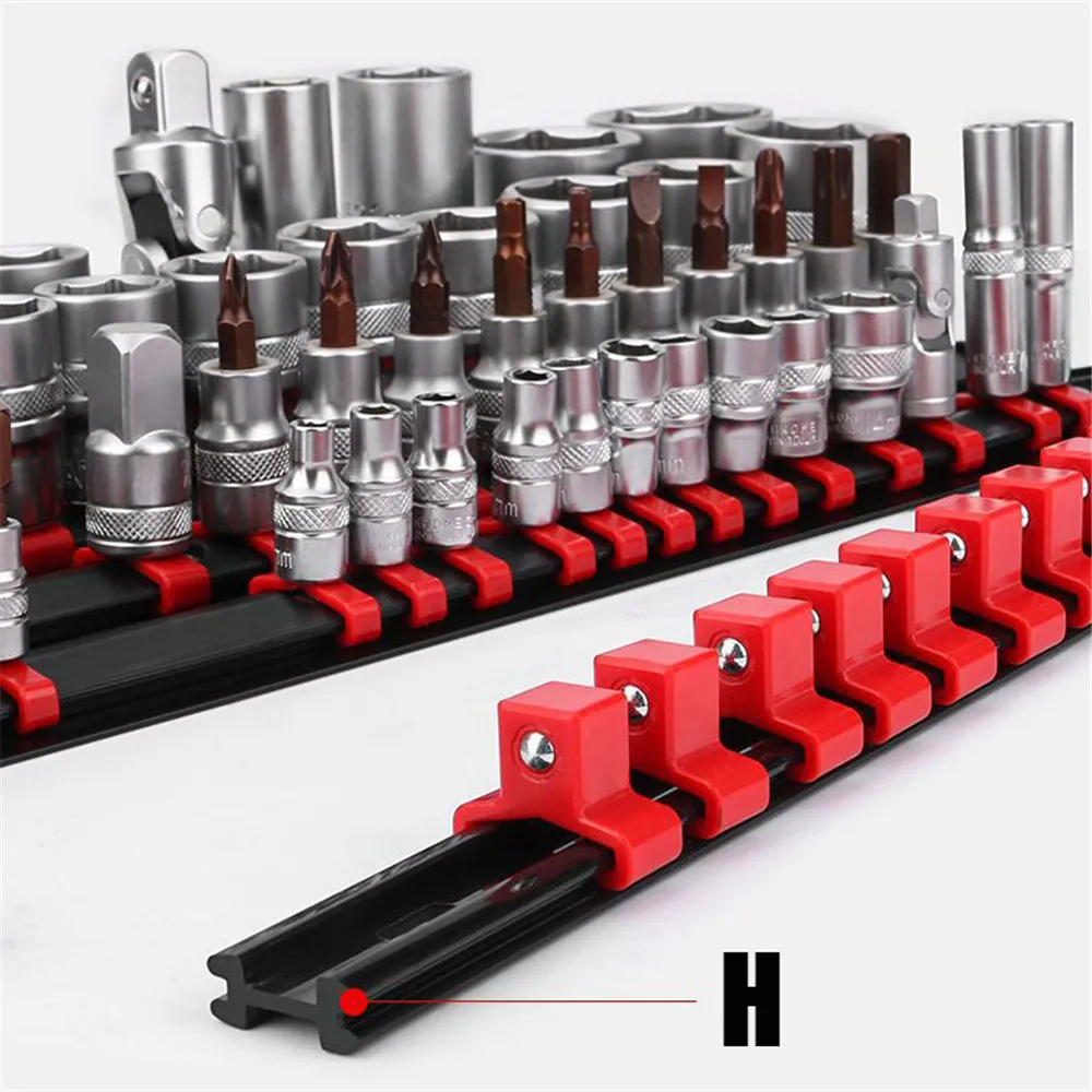 1/4" 3/8" 1/2" Wrench Hexagonal Socket Holders 80Pcs Universal Socket Organizer Rail Bracket Wall Tool Storage Socket Rail Rack