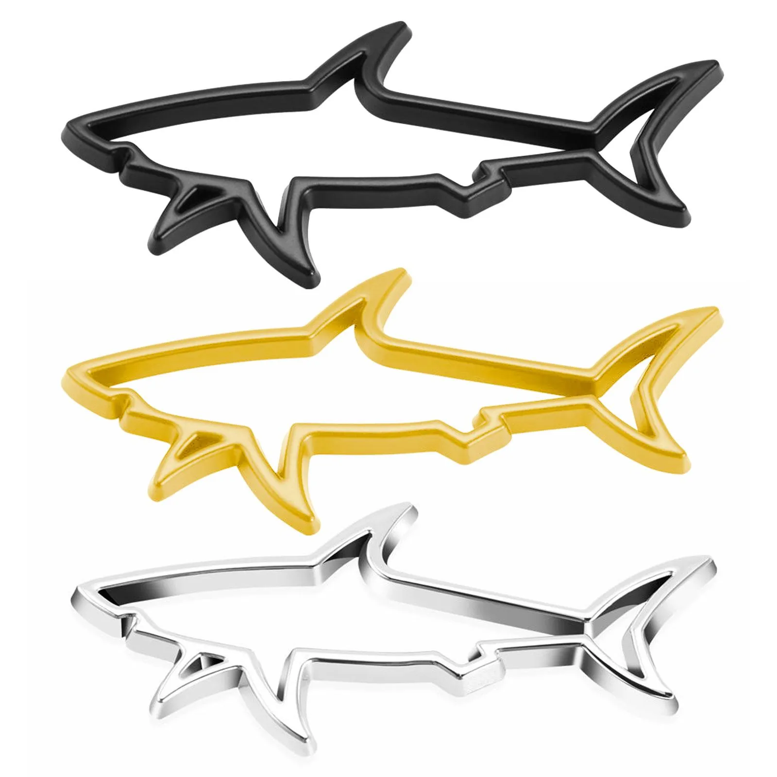 3D Metal Car Styling Sticker Hollow Fish Shark Emblem Badge Decals Automobiles Motorcykel Datorbränsletillbehör