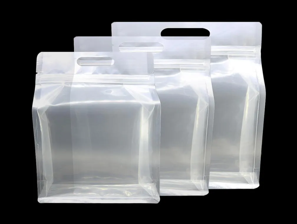 High Quality Multi Size Mylar Glossy Clear Stand Up Gusset Side Zip Lock Bag with Hang Hole Whole9303209