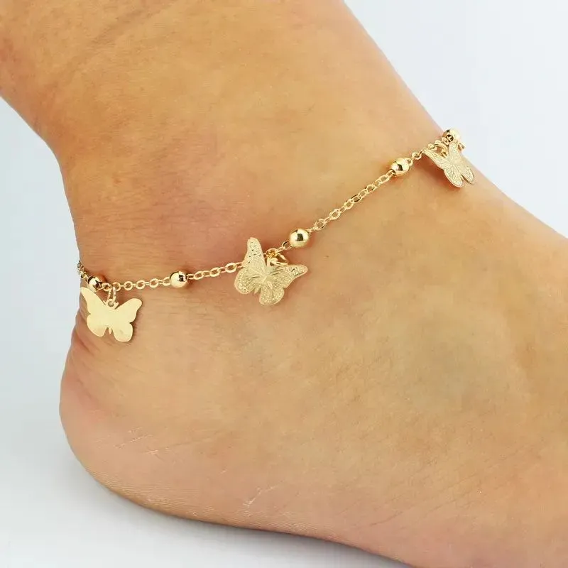 2024 Billiga barfota sandaler för bröllopskor Sandel Anklet Chain Hotest Stretch Gold Toe Ring Beading Bridal Bridesmaid Jewelry Foot