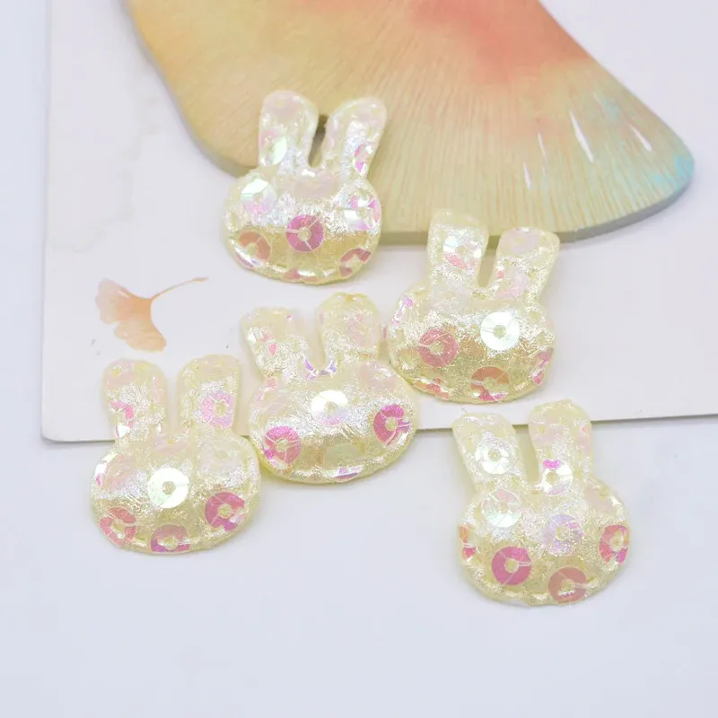 100pcs 20*25 mm Glitter Kaninchen Applikationen gepolsterte Flecken für Kleidung Hut Basteln Nähmittel DIY Kopfbedecke Haarklammern Bogendekoration