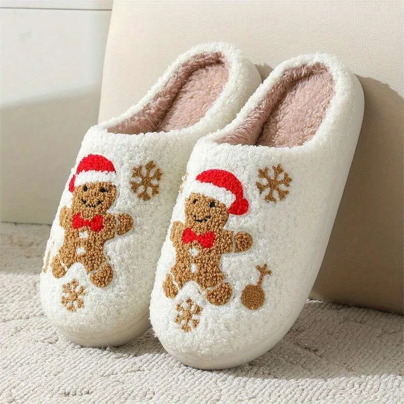 Mens Funny Slippers Novelty Gingerbread Man Slippers for Adults, Soft  Fabric Warm Indoor Footwear with Durable TPR Sole, Round Toe, All-Season