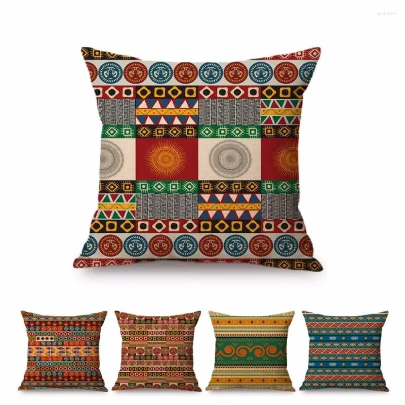 Pillow Fashion Exotic Africa Pattern Design Home Decorative Throw Case Geometric Colorful Ethnic Style Cotton Linen