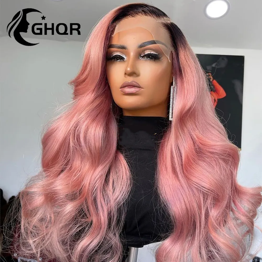 Pink Human Hair Lace Front Wigs for Women 13x4 HD  display picture 3