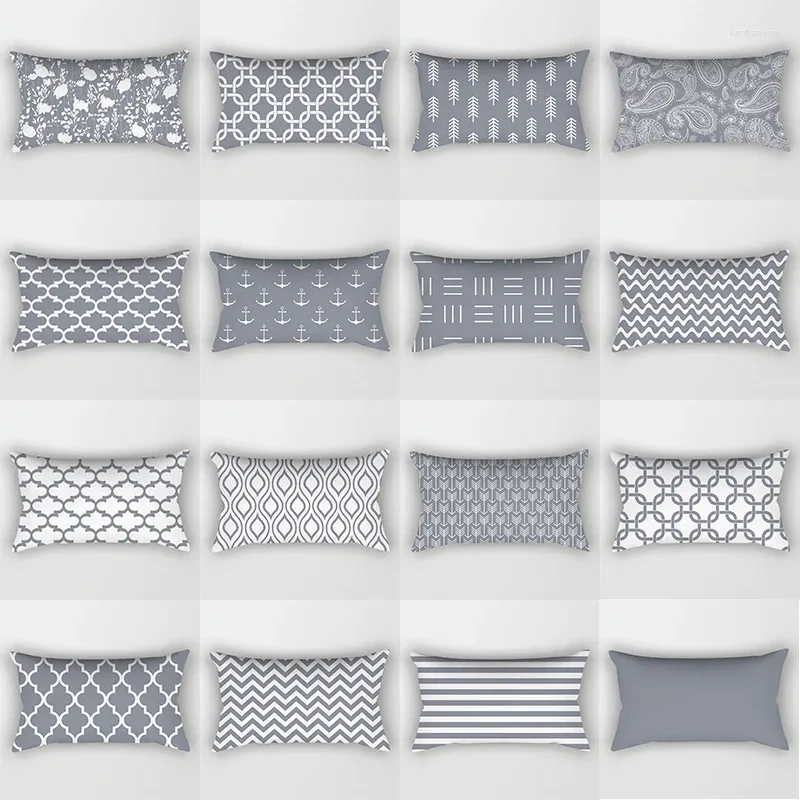 Oreiller nordique géométrique gris blanc carré d'oreiller abstal de décoration intérieure de salon canapé couvercle pour jardin de bureau de chambre à coucher