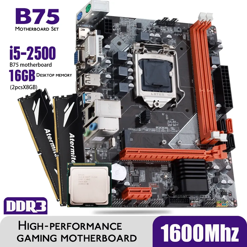 マザーボードAtheriter B75コアI5 2500 2 x 8GB = 16GB 1600MHz DDR3デスクトップメモリ​​ヒートシンクUSB3.0 SATA3