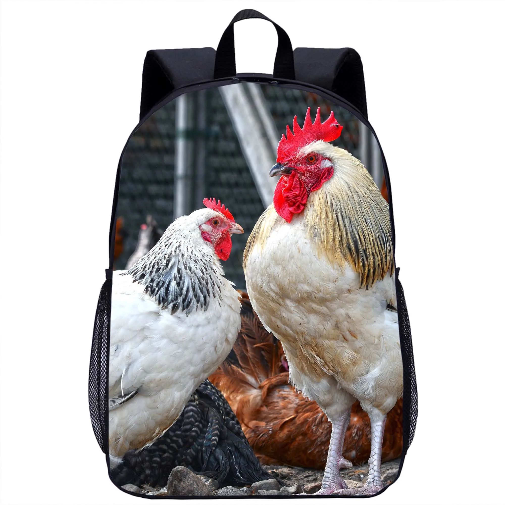 Chicken Print Backpack for Girls and Boys School Bag with 