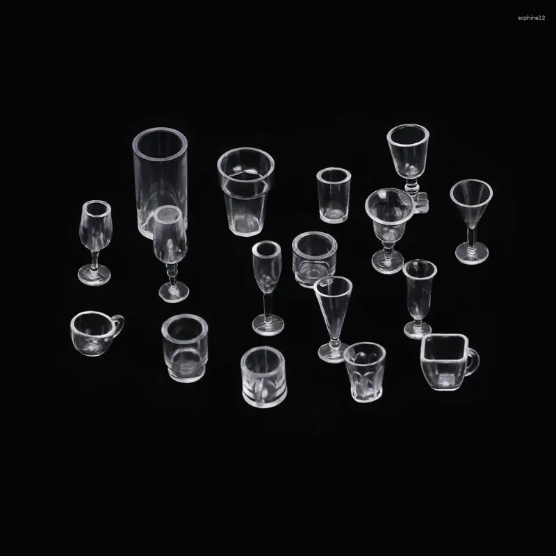 装飾的な置物17pcs/setアクリルドールハウスアクセサリーdiyおもちゃプラスチックモデルシミュレーション調理器具ミニカップアイスクリームボウルミニチュア