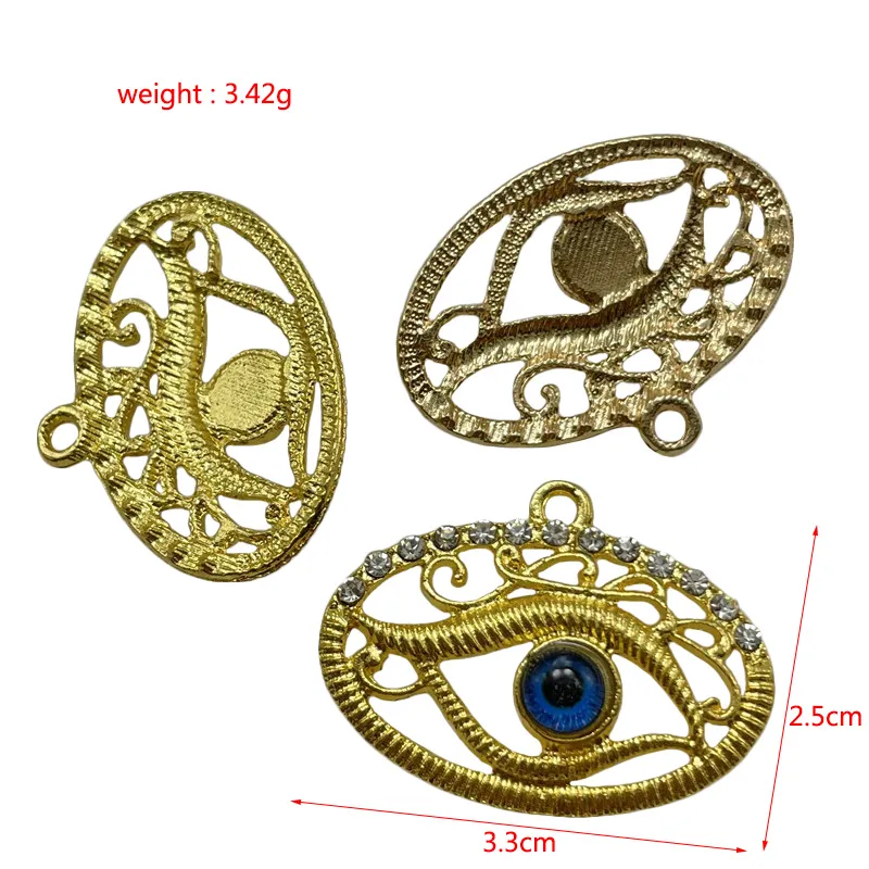 5pcs 25 * 33 mm de style ethnique religieux Pendant un bracelet d'œil en forme d'oeuf creux bracelet perlé pour collier accessoires en alliage bricolage
