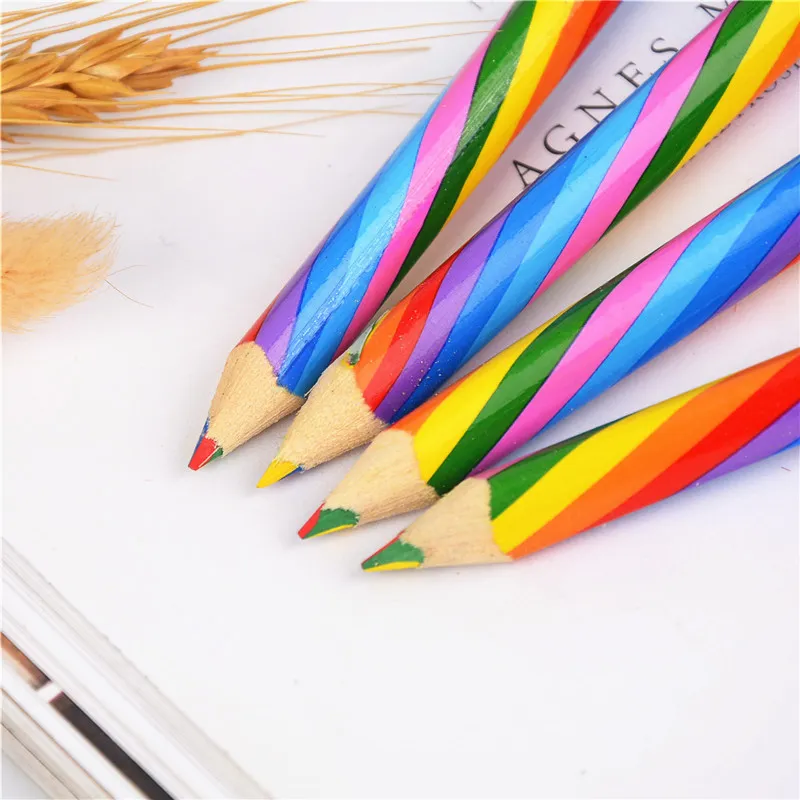 pastell 4 Farben Konzentrische Gradient Rainbow Bleistift Bleistift Buntstifte Bleistift Set Kids Stationery Kunstmalerei Zeichnen Geschenk Geschenk