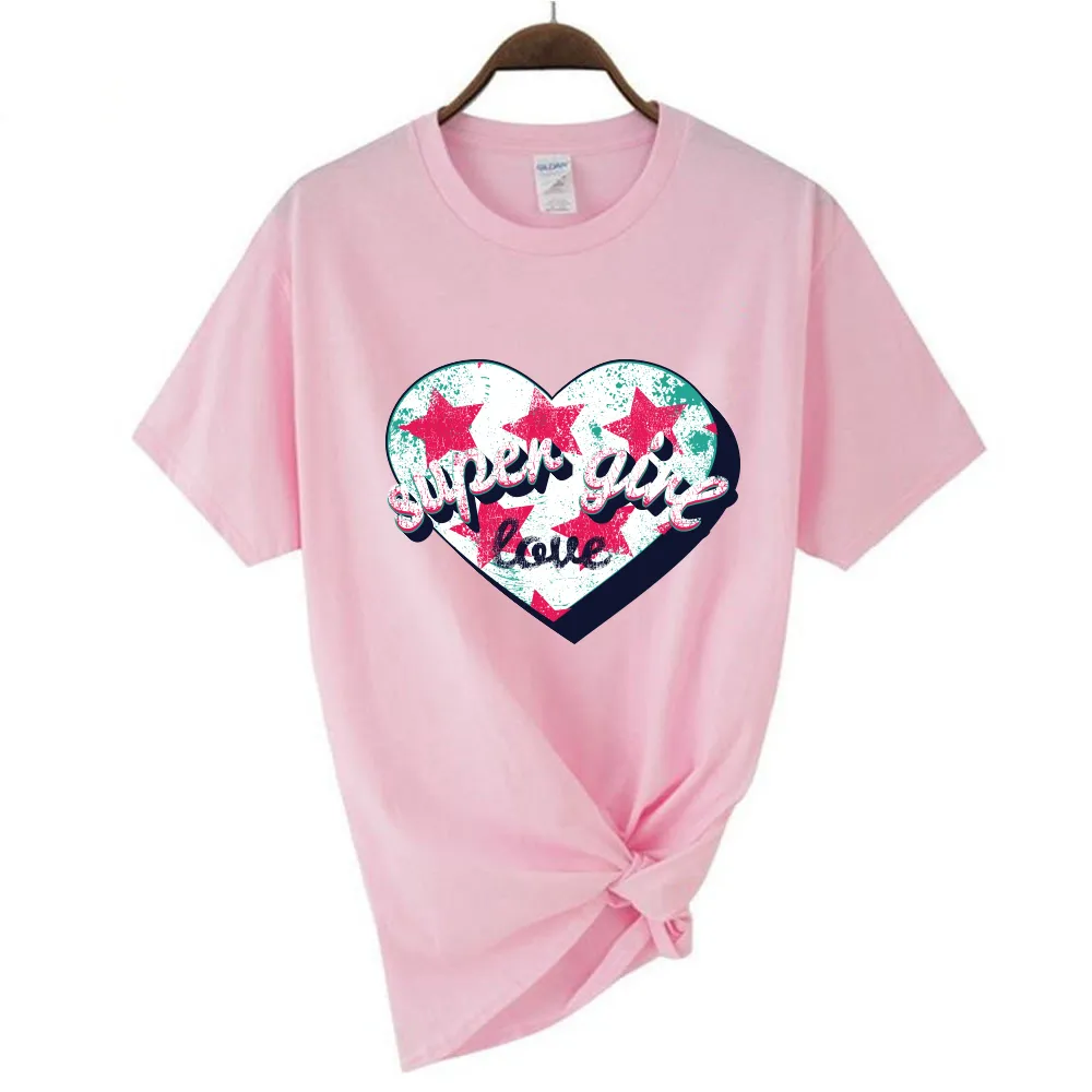 Super Girl Letter Print Crew Neck Dprinting vrouwelijke T-shirt zomer o-neck t shirts straat hiphop kleding ademende korte mouw