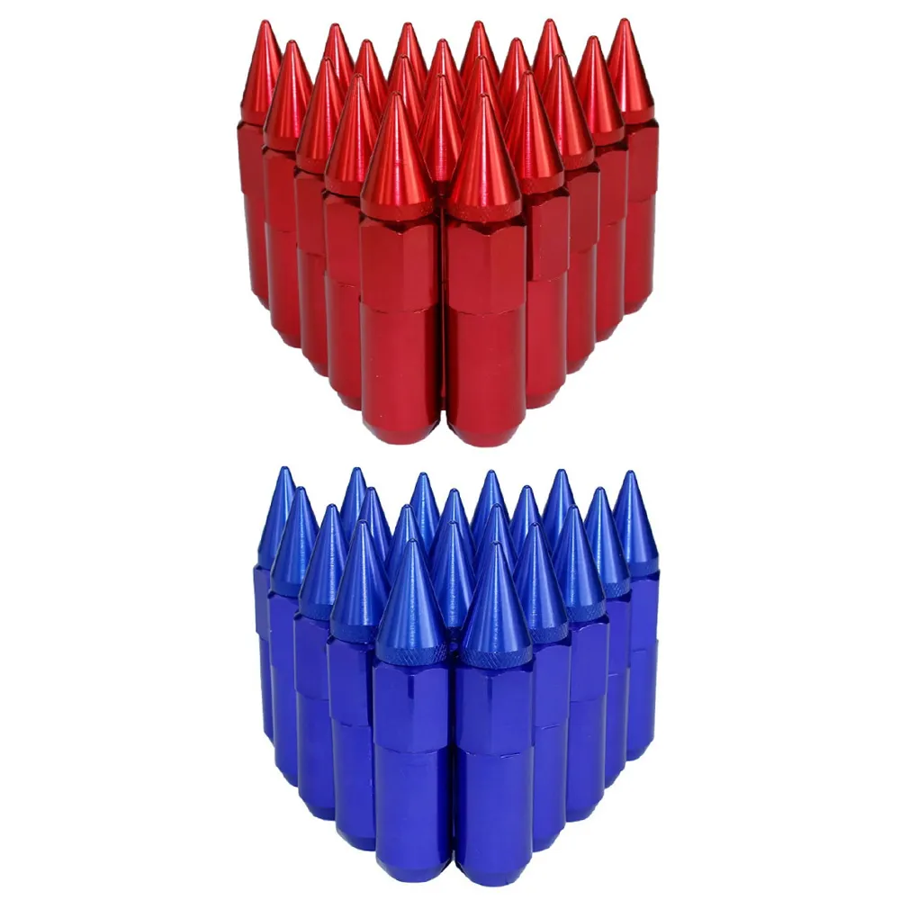 Motor-1 20pk M12x1.5 60mm Aluminum Open End Extended Tuner Lug Nuts – Silver Anodized, Conical Seat, With Adapter