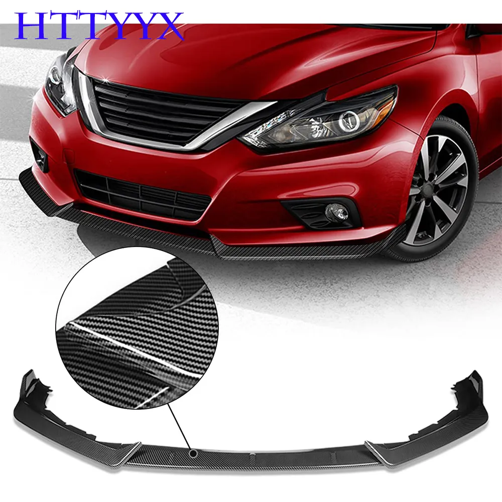Glossy Black 3-Piece Front Bumper Lip Spoiler For 2016-2018 Nissan Altima Sedan | Sporty JDM Style Polypropylene Splitter