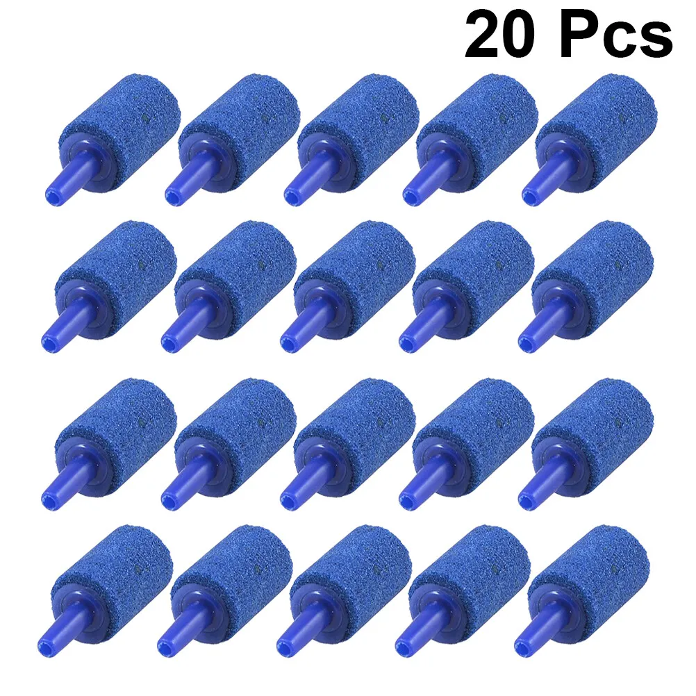 Luftsteine Zylinder Blasenstein Blase Diffusor Luftsteine kleine Luftsteinluftpumpenzubehör für Aquariumtank (blau, 20pcs