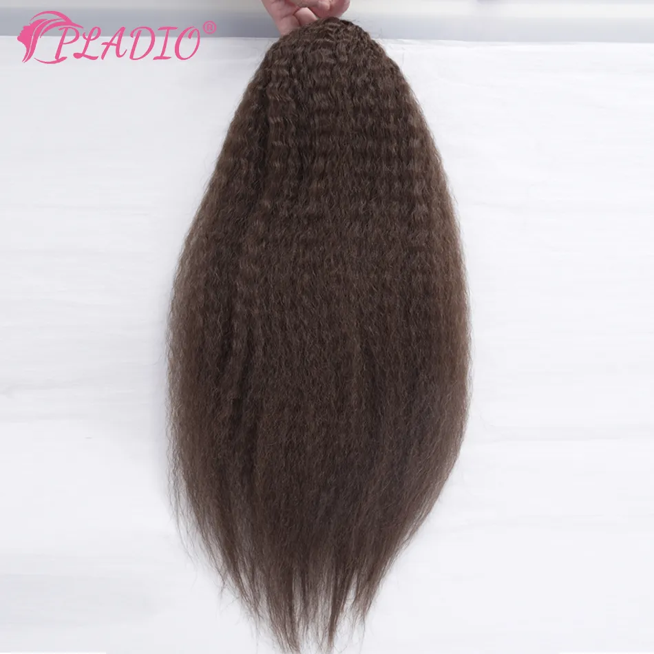 PLADIO Kinky Straight Drawstring Ponytail Extensions Human Hair 90-120 Gram Krullende paardenstaart Afro Clip in Remy Hair Extensions