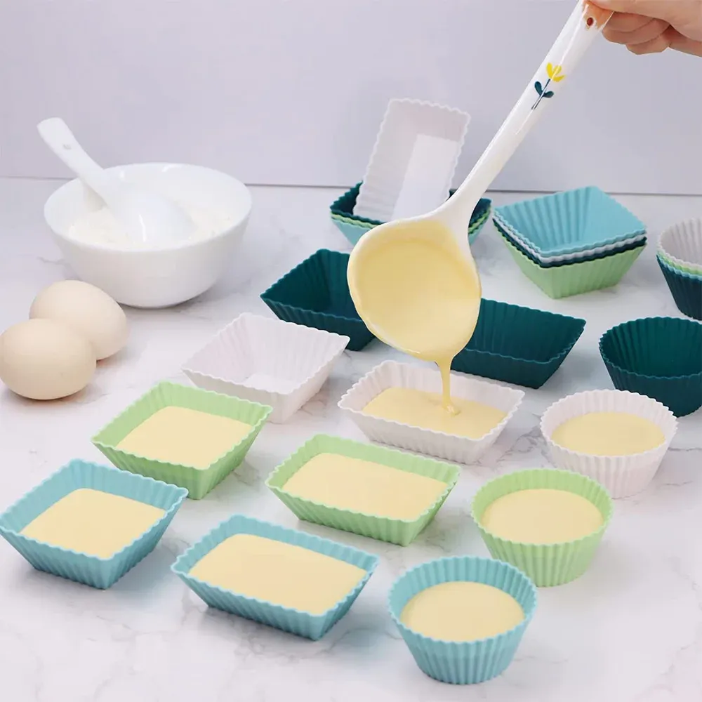 12 stks siliconen cupcake liners bakbekers anti-stick jumbo herbruikbare muffinvormen bento bundel lunchbox dividers bakkend?