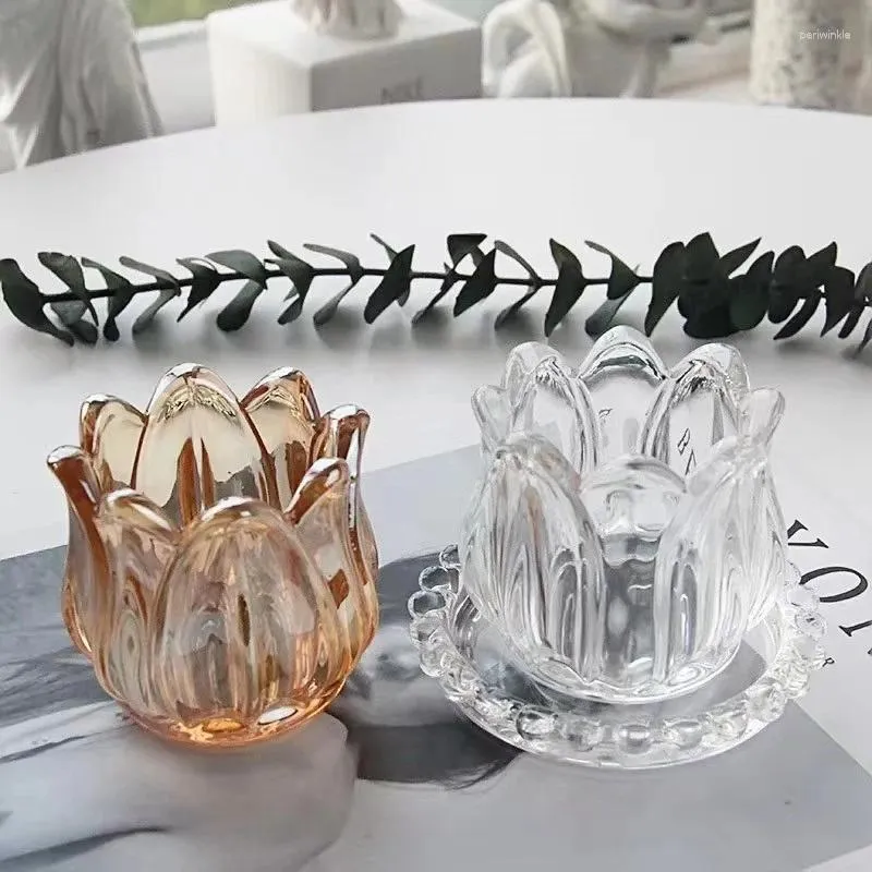 Candle Holders Glass Unique Tulip Shape Nordic Scented Empty Jars Decorative