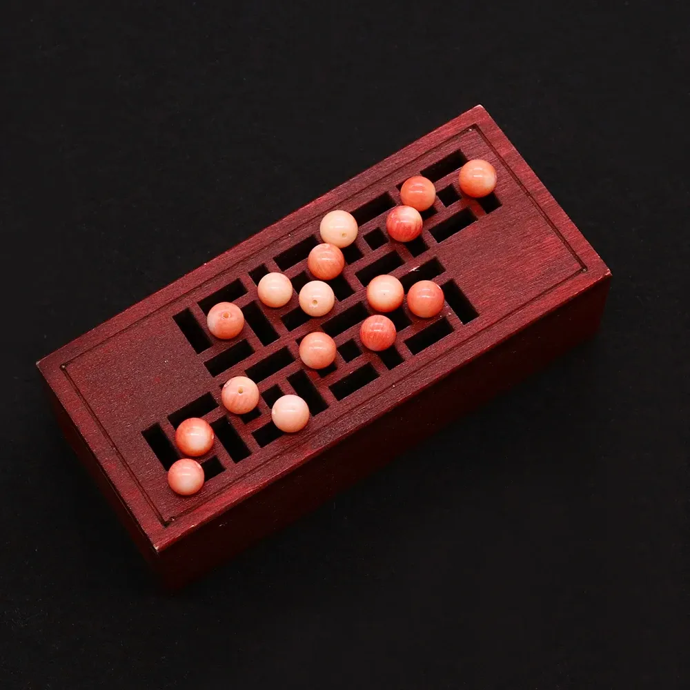 10st Natural Sea Bamboo Orange Coral Stone Round Ball Beads Half Hole Pärlor för smycken som tillverkar DIY örhängen smycken tillbehör