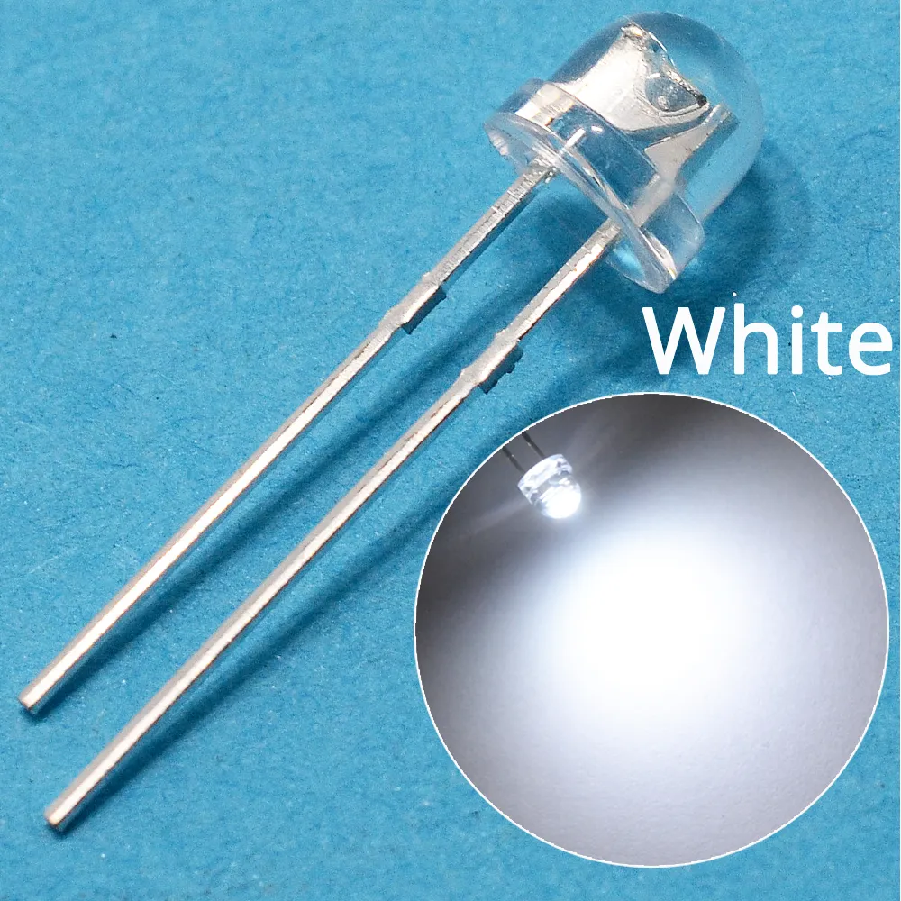 Lot 10 LED 5mm Haute Luminosité 'Straw Hat' Multicolores - Neuf